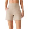 imageG4Free EverGoing Womens Athletic Shorts 6  High Waisted Wide Leg Dressy Casual Shorts with PocketsLight Khaki