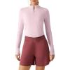 imageG4Free Lightbreeze Womens UPF 50 Sun Shirts Long Sleeve Crop Workout Tops Thumbholes Mock Neck Quater Zip Tees RunningLight Pink