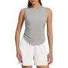 imageG4Free Ruched Side Workout Tank Tops Woman High Neck Waist Length Gym Tanks Soft Relaxed Fit for TrainingLight Gray