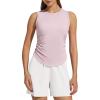 imageG4Free Ruched Side Workout Tank Tops Woman High Neck Waist Length Gym Tanks Soft Relaxed Fit for TrainingLight Pink