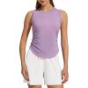 imageG4Free Ruched Side Workout Tank Tops Woman High Neck Waist Length Gym Tanks Soft Relaxed Fit for TrainingLight Purple