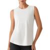 imageG4Free Side Slits Womens Workout Tank Tops Soft Loose Fit High Neck Athletic Tanks Stretch Sleeveless Gym Running TopPure White