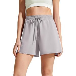 imageG4Free Chillwhisp Split Running Shorts for Women 3 Builtin Shorts for Athletic Workout GymChime GrayWhite