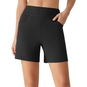 imageG4Free EverGoing Athletic Shorts for Women  5 High Waisted Wide Leg Casual Shorts with PocketsBlack