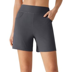 imageG4Free EverGoing Athletic Shorts for Women  5 High Waisted Wide Leg Casual Shorts with PocketsDark Gray