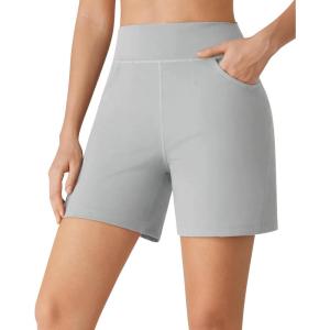 imageG4Free EverGoing Athletic Shorts for Women  5 High Waisted Wide Leg Casual Shorts with PocketsLight Gray