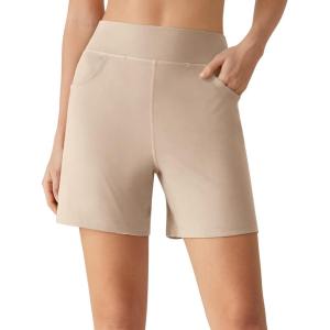 imageG4Free EverGoing Athletic Shorts for Women  5 High Waisted Wide Leg Casual Shorts with PocketsLight Khaki