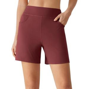 imageG4Free EverGoing Athletic Shorts for Women  5 High Waisted Wide Leg Casual Shorts with PocketsWine