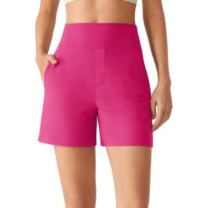 imageG4Free EverGoing Womens Athletic Shorts 6  High Waisted Wide Leg Dressy Casual Shorts with PocketsHot Pink