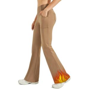 imageG4Free Fleece Lined Leggings Women Yoga Dress Pants with 4 Pockets Stretchy Work Pants Business Casual 293133Brown