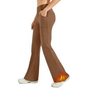 imageG4Free Fleece Lined Leggings Women Yoga Dress Pants with 4 Pockets Stretchy Work Pants Business Casual 293133Dark Coffee