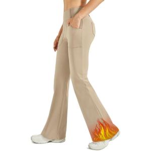 imageG4Free Fleece Lined Leggings Women Yoga Dress Pants with 4 Pockets Stretchy Work Pants Business Casual 293133Khaki