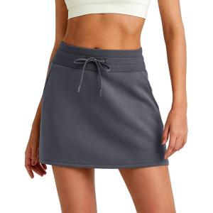 imageG4Free Smoofit Modal Soft Sweat Skirts for Women  ALine Drawstring Summer Casual Lounge Short Skirt with PocketsDark Grey