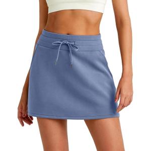 imageG4Free Smoofit Modal Soft Sweat Skirts for Women  ALine Drawstring Summer Casual Lounge Short Skirt with PocketsDenim Blue