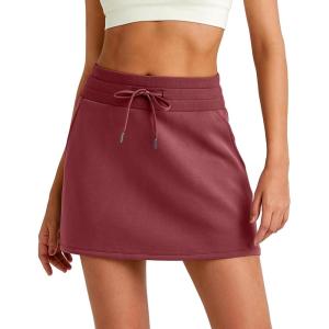 imageG4Free Smoofit Modal Soft Sweat Skirts for Women  ALine Drawstring Summer Casual Lounge Short Skirt with PocketsWine