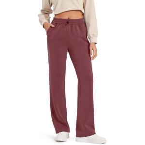 imageG4Free Smoofit Modal Soft Wide Leg Sweatpants Yoga Pants with Pockets Drawcord Casual Lounge PantsDark Burgundy