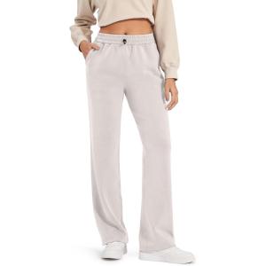 imageG4Free Smoofit Modal Soft Wide Leg Sweatpants Yoga Pants with Pockets Drawcord Casual Lounge PantsMocha