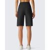 imageG4Free Ribbed Bermuda Shorts for Women 1011 High Waisted Crossover Shorts with Pockets for Workout Casual SummerBlack