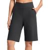 imageG4Free Ribbed Bermuda Shorts for Women 1011 High Waisted Crossover Shorts with Pockets for Workout Casual SummerBlack