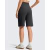 imageG4Free Ribbed Bermuda Shorts for Women 1011 High Waisted Crossover Shorts with Pockets for Workout Casual SummerBlack