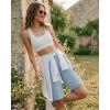 imageG4Free Ribbed Bermuda Shorts for Women 1011 High Waisted Crossover Shorts with Pockets for Workout Casual SummerBlue Willow