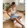 imageG4Free Ribbed Bermuda Shorts for Women 1011 High Waisted Crossover Shorts with Pockets for Workout Casual SummerBlue Willow