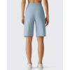 imageG4Free Ribbed Bermuda Shorts for Women 1011 High Waisted Crossover Shorts with Pockets for Workout Casual SummerBlue Willow