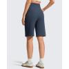 imageG4Free Ribbed Bermuda Shorts for Women 1011 High Waisted Crossover Shorts with Pockets for Workout Casual SummerDark Navy