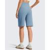imageG4Free Ribbed Bermuda Shorts for Women 1011 High Waisted Crossover Shorts with Pockets for Workout Casual SummerDusty Blue