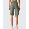 imageG4Free Ribbed Bermuda Shorts for Women 1011 High Waisted Crossover Shorts with Pockets for Workout Casual SummerGray Olive