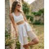 imageG4Free Ribbed Bermuda Shorts for Women 1011 High Waisted Crossover Shorts with Pockets for Workout Casual SummerLight Khaki