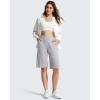 imageG4Free Ribbed Bermuda Shorts for Women 1011 High Waisted Crossover Shorts with Pockets for Workout Casual SummerSilver Gray