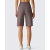 imageG4Free Ribbed Bermuda Shorts for Women 1011 High Waisted Crossover Shorts with Pockets for Workout Casual SummerTaupe