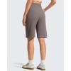 imageG4Free Ribbed Bermuda Shorts for Women 1011 High Waisted Crossover Shorts with Pockets for Workout Casual SummerTaupe