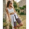 imageG4Free Ribbed Bermuda Shorts for Women 1011 High Waisted Crossover Shorts with Pockets for Workout Casual SummerTaupe