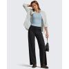 imageG4Free Womens Ribbed Knit Wide Leg Pants with Pockets Lightweight Stretchy Yoga Pants Casual LoungeBlack