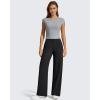 imageG4Free Womens Ribbed Knit Wide Leg Pants with Pockets Lightweight Stretchy Yoga Pants Casual LoungeBlack