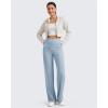 imageG4Free Womens Ribbed Knit Wide Leg Pants with Pockets Lightweight Stretchy Yoga Pants Casual LoungeBlue Willow
