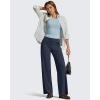 imageG4Free Womens Ribbed Knit Wide Leg Pants with Pockets Lightweight Stretchy Yoga Pants Casual LoungeDark Blue