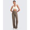 imageG4Free Womens Ribbed Knit Wide Leg Pants with Pockets Lightweight Stretchy Yoga Pants Casual LoungeDark Brown