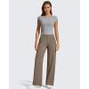 imageG4Free Womens Ribbed Knit Wide Leg Pants with Pockets Lightweight Stretchy Yoga Pants Casual LoungeDark Brown