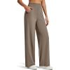 imageG4Free Womens Ribbed Knit Wide Leg Pants with Pockets Lightweight Stretchy Yoga Pants Casual LoungeDark Brown