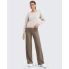 imageG4Free Womens Ribbed Knit Wide Leg Pants with Pockets Lightweight Stretchy Yoga Pants Casual LoungeDark Brown