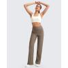 imageG4Free Womens Ribbed Knit Wide Leg Pants with Pockets Lightweight Stretchy Yoga Pants Casual LoungeDark Brown
