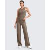 imageG4Free Womens Ribbed Knit Wide Leg Pants with Pockets Lightweight Stretchy Yoga Pants Casual LoungeDark Brown