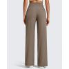 imageG4Free Womens Ribbed Knit Wide Leg Pants with Pockets Lightweight Stretchy Yoga Pants Casual LoungeDark Brown