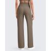 imageG4Free Womens Ribbed Knit Wide Leg Pants with Pockets Lightweight Stretchy Yoga Pants Casual LoungeDark Brown