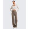 imageG4Free Womens Ribbed Knit Wide Leg Pants with Pockets Lightweight Stretchy Yoga Pants Casual LoungeDark Brown