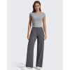 imageG4Free Womens Ribbed Knit Wide Leg Pants with Pockets Lightweight Stretchy Yoga Pants Casual LoungeDark Gray