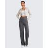 imageG4Free Womens Ribbed Knit Wide Leg Pants with Pockets Lightweight Stretchy Yoga Pants Casual LoungeDark Gray